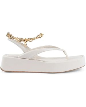 Dee Ocleppo Gouden Ketting Teenslipper Plateau Sandalen - Wit