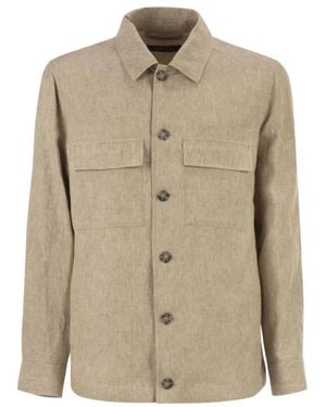 Peserico Leichte Reine Leinenjacke - Natur