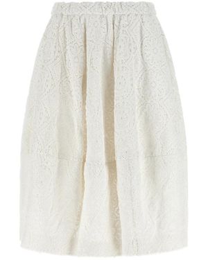 Comme des Garçons Rokken ,Wit ,Macramé Midi Rok