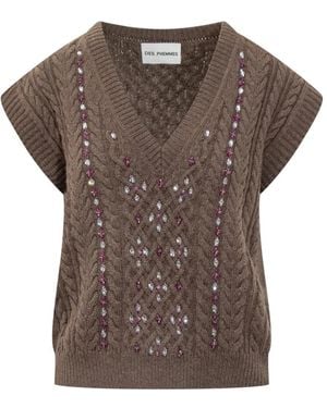 Des Phemmes V-Neck Knitwear - Marrone