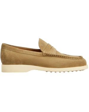 Tod's Schoenen ,Leer Penny Loafers - Naturel