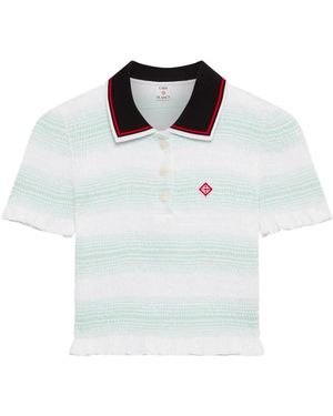 CASABLANCA Gestreiftes Poloshirt Mit Raffung - Blau