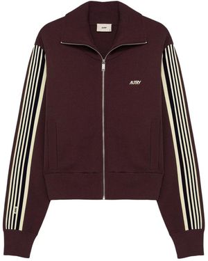 Autry Hoodies & Sweatvesten ,Bruin ,Gebreid Viscose Volledige Rits Jas - Paars