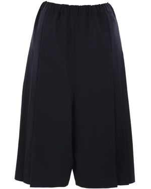 Comme des Garçons Broeken ,Zwart ,Wol Zwarte Geplooide Korte Wollen Broek - Blauw