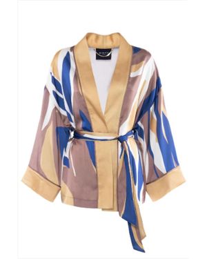 Nenette Truien & Vesten ,Veelkleurig ,Polyester Kimono Jacket - Blauw
