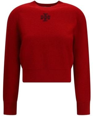 Tory Burch Hoodies & Sweatvesten ,Rood ,Wol Wollen Sweatshirt