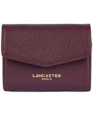 Lancaster Accessoires ,Rood ,Leer Portefeuille A Rabat Avec Pression Dune - Paars