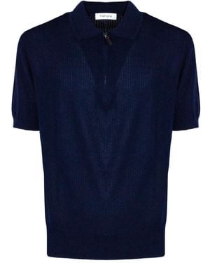 Kangra Tops ,Blauw ,Katoen Zip Gebreid Poloshirt