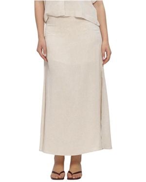 SELECTED Slfviva Hw Ankle Linen Blend Skirt - Natur