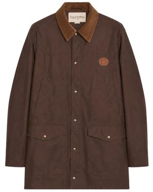 Valentino Single-Breasted Coats - Brown