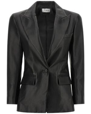 Balmain Jassen ,Zwart ,Leer Gestructureerde Lamslederen Blazer