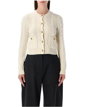 Polo Ralph Lauren Truien & Vesten ,Wit ,Wol Kabel Gebreid Vest - Zwart