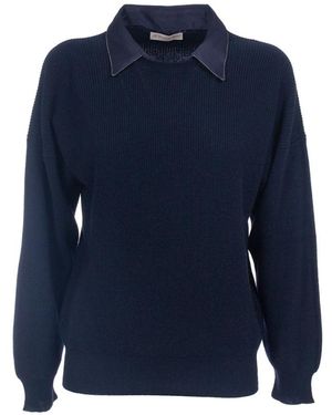 Le Tricot Perugia Truien & Vesten ,Blauw ,Wol Rondgebreide Trui