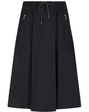 Moncler Rokken ,Blauw ,Katoen Midi Rok Met Trekkoord