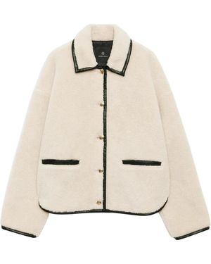 Anine Bing Cremefarbene Kunstpelzjacke Mit Goldknöpfen - Natur