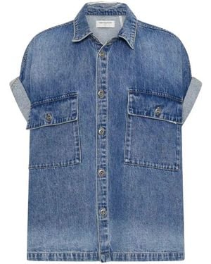 One Teaspoon Denim kurzarm oversized hemd - Blau