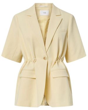 Y.A.S Jassen ,Geel ,Polyester Yaslikka 2/4 Tunnel Blazer S - Naturel