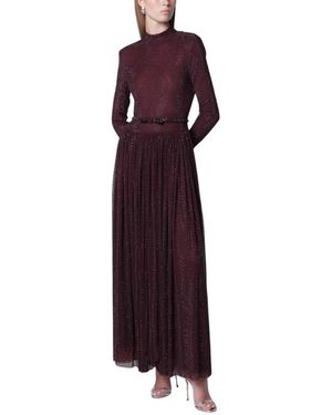 Self-Portrait Rhinestone Lange Mouwen Maxi Jurk - Paars