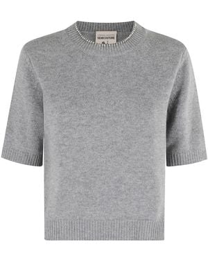Semicouture Round-Neck Knitwear - Grigio