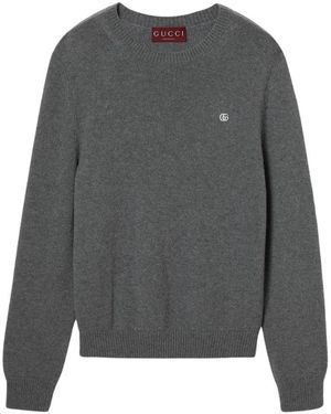 Gucci Kaschmir Logo Strickpullover - Grau