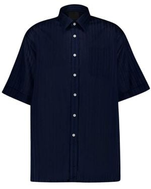 Givenchy Blauw Gestreept Katoenen Voile Overhemd