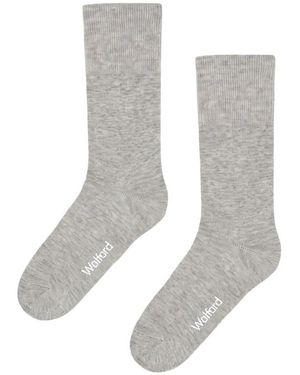 Wolford Ondergoed ,Grijs ,Katoen Ribbed Stretch Cotton Socks