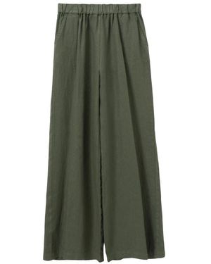 ROSSO35 Broeken ,Groen ,Linnen Wide Linnen Broek