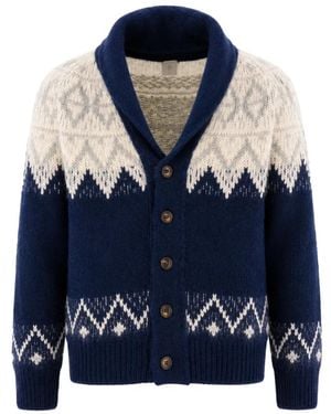 Eleventy Schalkragen Jacquard Cardigan - Blau