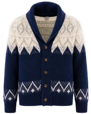 Eleventy Truien & Vesten ,Veelkleurig ,Kasjmier Sjaalkraag Jacquard Vest - Blauw