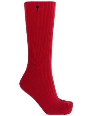 Ami Paris Ondergoed ,Rood ,Katoen Logo Sokken
