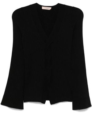 Twinset Truien & Vesten ,Zwart ,Zwarte V-Hals Sweaters Met Geribbelde Details