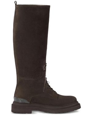 Brunello Cucinelli Wildlederstiefel Mit Monili - Braun