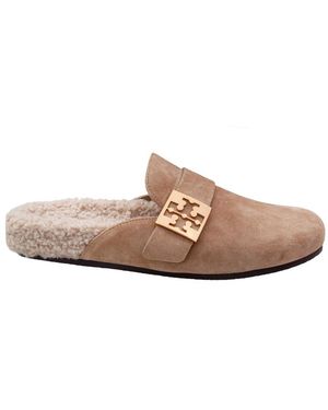 Tory Burch Schoenen ,Leer Shearling Mules Metallic Band Details - Roze