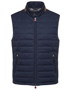 Kiton Jassen ,Blauw ,Polyester Gewatteerde Bodywarmer