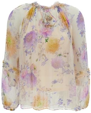 Zimmermann Luna Ruffle Billow Blouse - Grijs