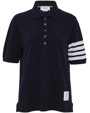 Thom Browne Tops ,Blauw ,Katoen Pique 4-Bar Polo