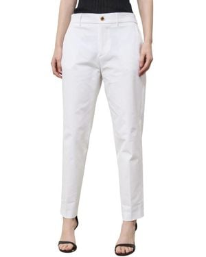 BERWICK  1707 Witte Broek Met Elastische Taille - Blauw