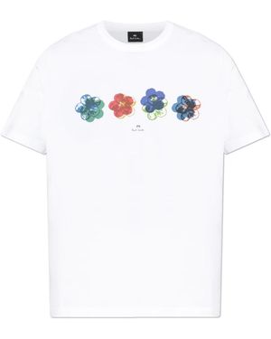 Paul Smith Tops ,Wit ,Katoen Zine Floral T-Shirt