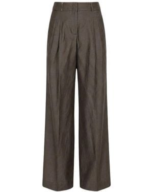 Peserico Broeken ,Bruin ,Katoen Palazzobroek Met Dubbele Plooi - Grijs