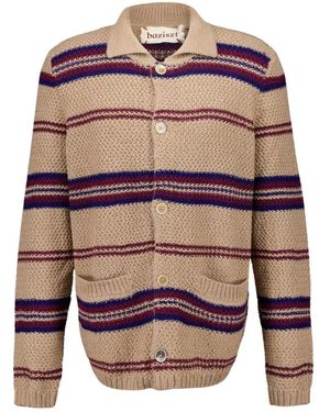 BAZISZT Alpaka-Strickjacke Mit Champagner-Slogan - Natur