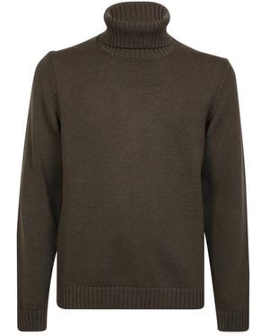 Zanone Groene Gebreide Hoge Hals Pullover Aw23
