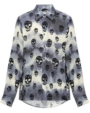 McQueen Shirt Met Een Kenmerkend Schedelmotief - Blauw
