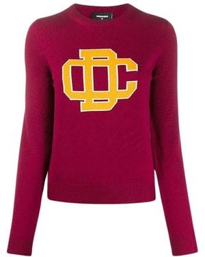 DSquared² Bordeau pull mit orangem logo dsqua2 - Lila