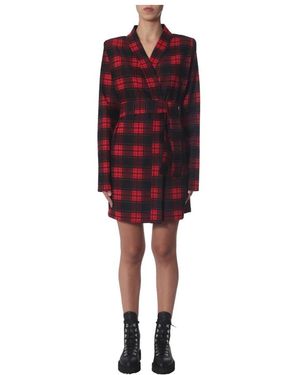 Unravel Project Plaid Spalline Kurzer Morgenmantel - Rot