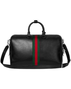 Gucci Tassen ,Zwart ,Leer Web Trademark Medium Duffle Bag