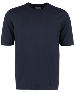 THE (Alphabet) Baumwollstrick T-Shirt Mit Rippenbündchen - Blau