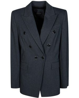 Pinko Jassen ,Grijs ,Leer Hibiscus Giacca Punto Stoffa - Blauw