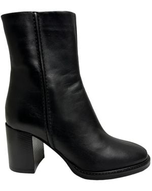 Bervicato Schwarze leder-stiefeletten mit innenreißverschluss