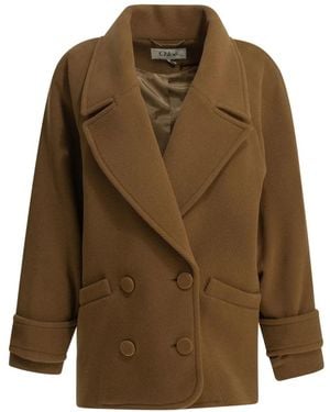 Chloé Double-Breasted Coats - Verde