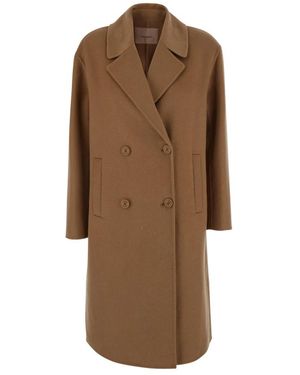 Twinset Jassen ,Bruin ,Double-Breasted Tech Coat